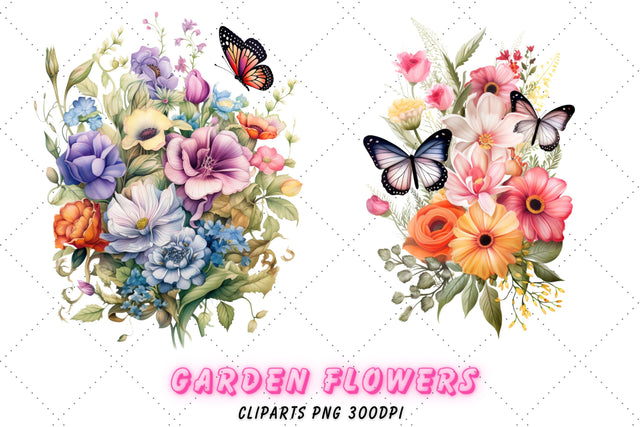 Watercolor Garden Flowers Clipart Bundle | Floral Sublimation Sublimation FloridPrintables 