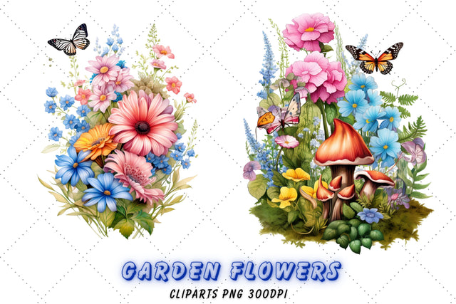 Watercolor Garden Flowers Clipart, Flowers PNG, Commercial Use Clipart, Sublimation Flowers, Scrapbooking, Printing Sublimation FloridPrintables 