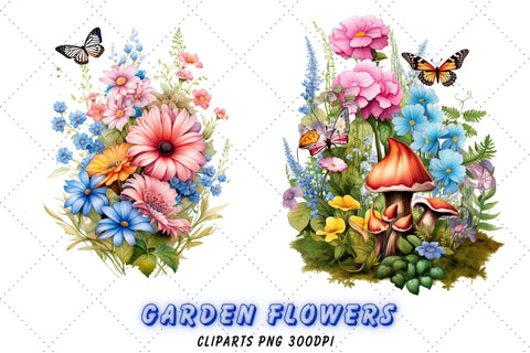 Watercolor Garden Flowers Clipart, Flowers PNG, Commercial Use Clipart, Sublimation Flowers, Scrapbooking, Printing Sublimation FloridPrintables 