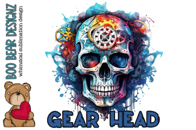 Watercolor Gear Head Sublimation Sublimation Boo Bear Designz 