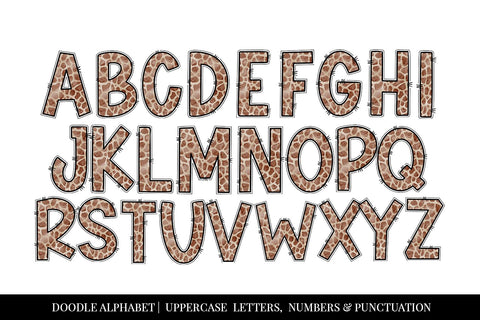 Watercolor Giraffe Pattern Hand Drawn Doodle Letter Alphabet Sublimation BijouBay 