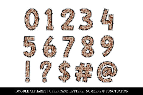 Watercolor Giraffe Pattern Hand Drawn Doodle Letter Alphabet Sublimation BijouBay 