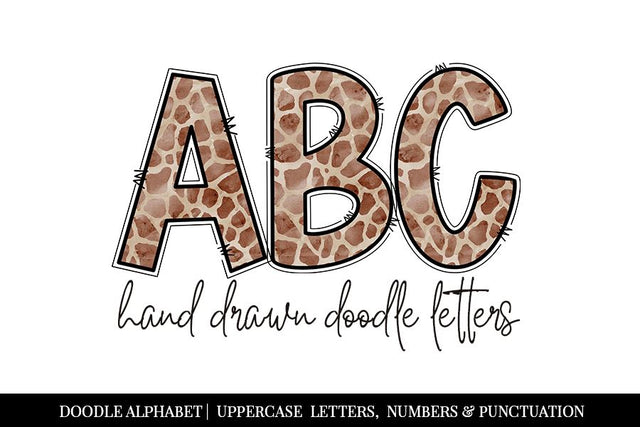 Watercolor Giraffe Pattern Hand Drawn Doodle Letter Alphabet Sublimation BijouBay 