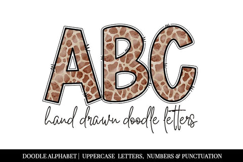 Watercolor Giraffe Pattern Hand Drawn Doodle Letter Alphabet Sublimation BijouBay 