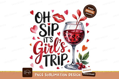 Watercolor Girl Trip Wine Glass Illustration Sublimation Designangry 