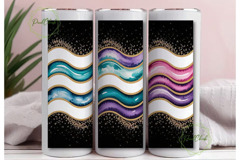 Watercolor Glitter Chevron 20oz Tumbler Sublimation PixelChick 