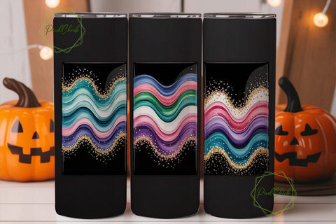 Watercolor Glitter Chevron 20oz Tumbler Sublimation PixelChick 