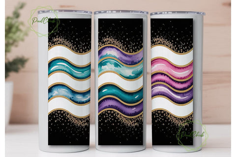 Watercolor Glitter Chevron 20oz Tumbler Sublimation PixelChick 