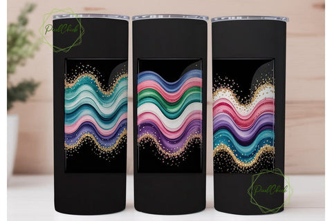 Watercolor Glitter Chevron 20oz Tumbler Sublimation PixelChick 