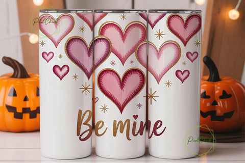 Watercolor Glitter Hearts 20oz Tumbler Sublimation PixelChick 