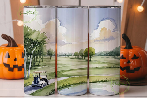 Watercolor Golf Course 20oz Tumbler Wrap Sublimation PixelChick 