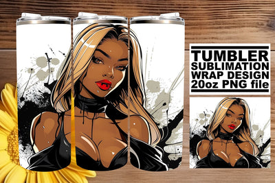 Watercolor Gothic African American Woman Tumbler Wrap Sublimation afrosvg 