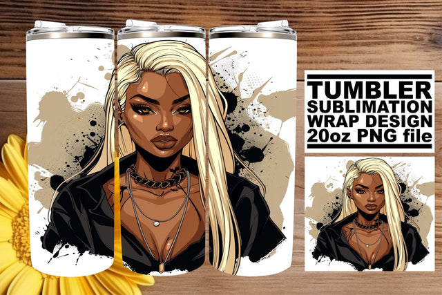 Watercolor Gothic Halloween Afro Woman Tumbler Sublimation Sublimation afrosvg 