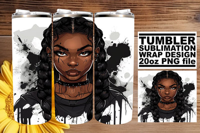 Watercolor Gothic Portrait Afro Woman Tumbler Wrap Sublimation afrosvg 