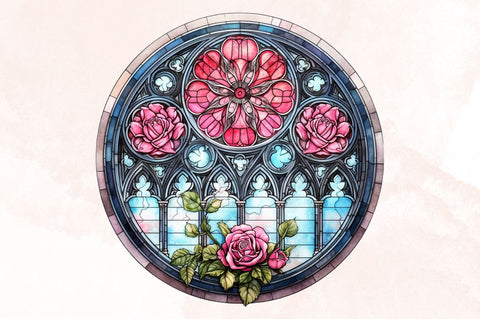 Watercolor Gothic Rose Window Watercolor Clipart Bundle Sublimation Designangry 