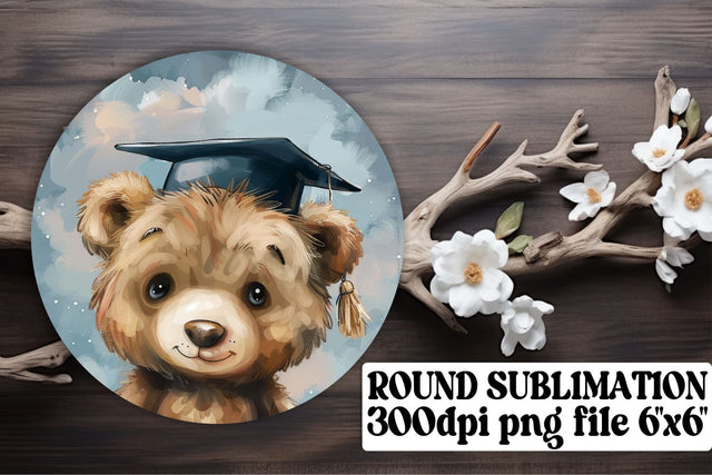 Watercolor Graduation Circle Cap Animals PNG keychain Sublimation afrosvg 