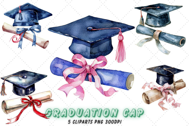 Watercolor graduation png, graduation cap, graduation clipart, graduation hat - graduation designs with transparent background Sublimation FloridPrintables 