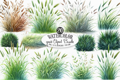 Watercolor Grass Clipart Sublimation SVGista 