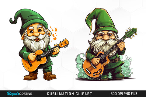 Watercolor Green Gnome Clipart Bundle Sublimation Regulrcrative 