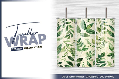 Watercolor green leaves and branches pattern design Sublimation Regulrcrative 