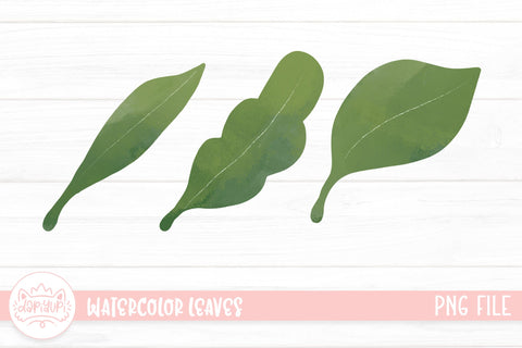 Watercolor Green Leaves PNG Clipart Bundle SVG dapiyupi store 