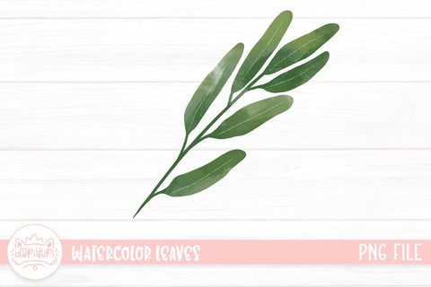 Watercolor Green Leaves PNG Clipart Bundle SVG dapiyupi store 