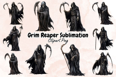 Watercolor Grim Reaper Sublimation Clipart Bundle Sublimation Designangry 