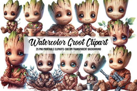 Watercolor Groot Clipart Sublimation Rupkotha 