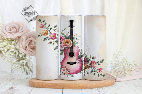 Watercolor Guitar 20oz Tumbler Wrap Sublimation sassyprint 