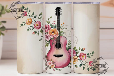 Watercolor Guitar 20oz Tumbler Wrap Sublimation sassyprint 