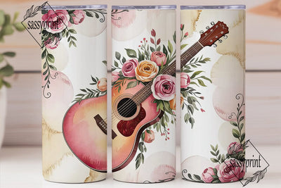 Watercolor Guitar 20oz Tumbler Wrap Sublimation sassyprint 