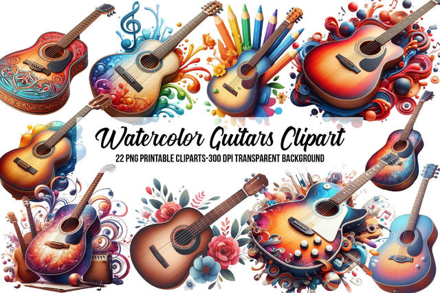 Watercolor Guitars Clipart Sublimation Rupkotha 