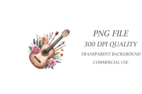 Watercolor Guitars Clipart Sublimation Rupkotha 