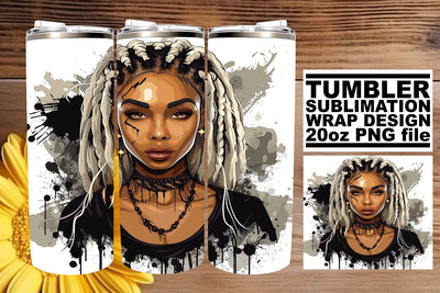 Watercolor Halloween 20oz Tumbler Wrap African American Sublimation afrosvg 