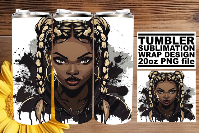 Watercolor Halloween 20oz Tumbler Wrap African American Sublimation afrosvg 