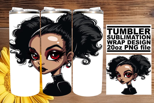 Watercolor Halloween Afro Tumbler Wrap 20oz Gothic Sublimation afrosvg 