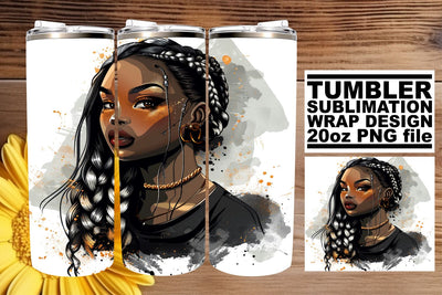 Watercolor Halloween Afro Woman 20oz Tumbler Design Sublimation afrosvg 