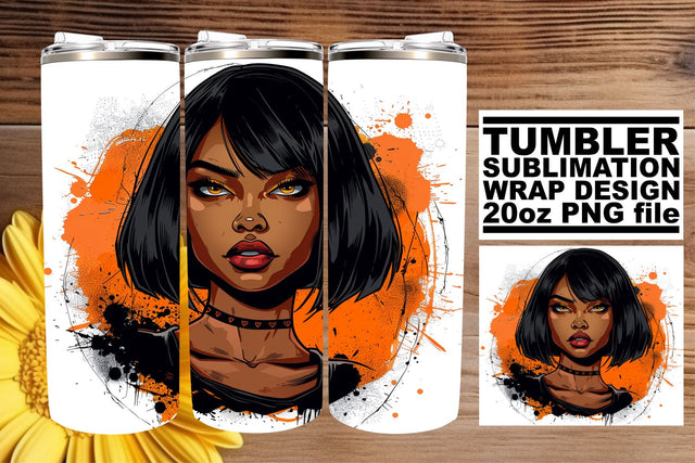 Watercolor Halloween Afro Woman 20oz Tumbler Design Sublimation afrosvg 