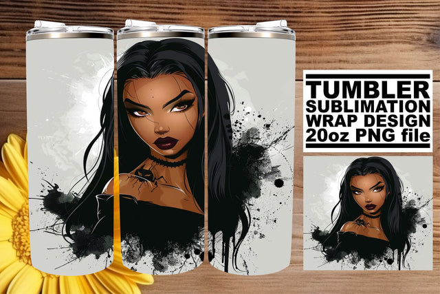 Watercolor Halloween Afro Woman Tumbler Wrap 20oz Sublimation afrosvg 