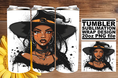 Watercolor Halloween Afro Woman Tumbler Wrap 20oz Sublimation afrosvg 