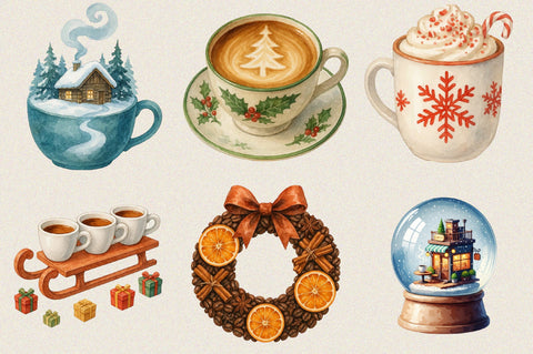 Watercolor Halloween Drink Clipart Bundle. Sublimation SVGArt 