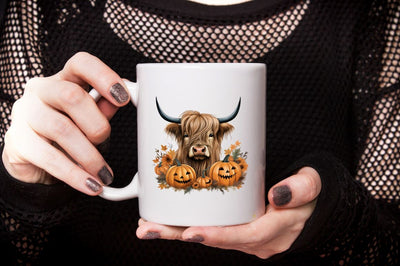 Watercolor Halloween Highland Cow Clipart Bundle Sublimation Designangry 