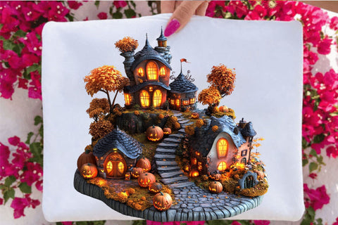 Watercolor Halloween Landscape Clipart Bundle. Sublimation SVGArt 