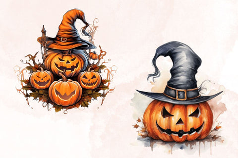 Watercolor Halloween Pumpkin Magic Sublimation Bundle Sublimation Designangry 