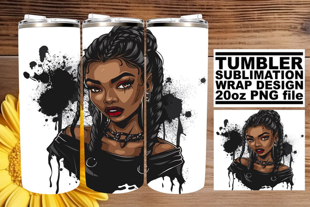 Watercolor Halloween Tumbler Wrap 20oz Gothic Portrait Sublimation afrosvg 