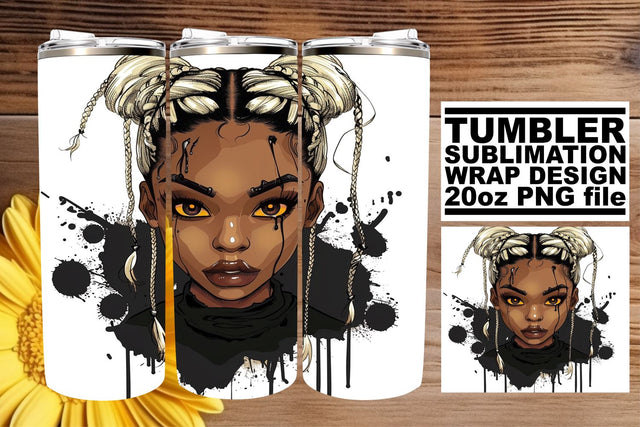 Watercolor Halloween Tumbler Wrap 20oz Gothic Portrait Sublimation afrosvg 