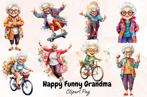 Watercolor Happy Funny Grandma Sublimation Bundle Sublimation Designangry 