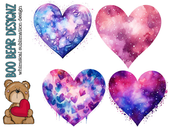 Watercolor Heart Clipart Sublimation Boo Bear Designz 