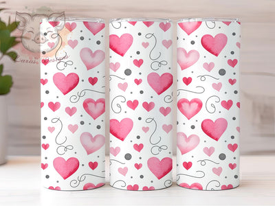 Watercolor Heart Love Tumbler, Love Theme, Romantic Wrap, Sublimation Art, 20oz Tumbler, Cute Design, Festive Pattern Sublimation Lara' s Designs 