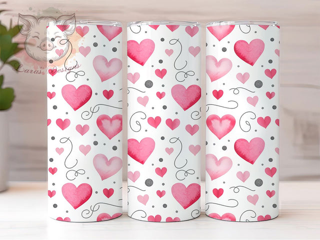 Watercolor Heart Love Tumbler, Love Theme, Romantic Wrap, Sublimation Art, 20oz Tumbler, Cute Design, Festive Pattern Sublimation Lara' s Designs 